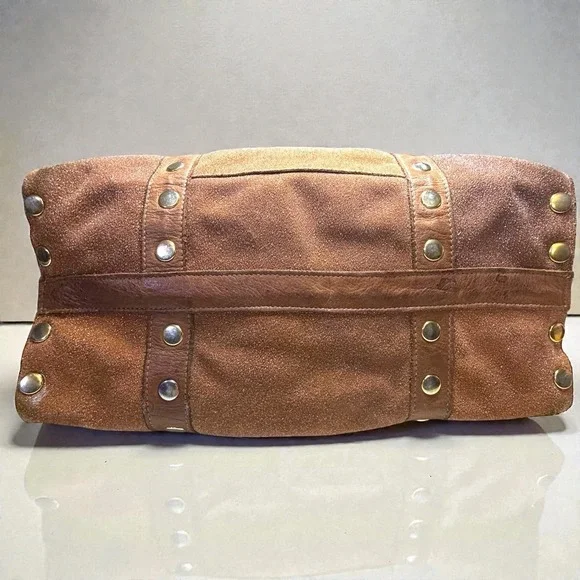 Hammitt Crystal Leather Doctor Bag Purse Satchel Brown Gold Studs - Picture 7 of 13